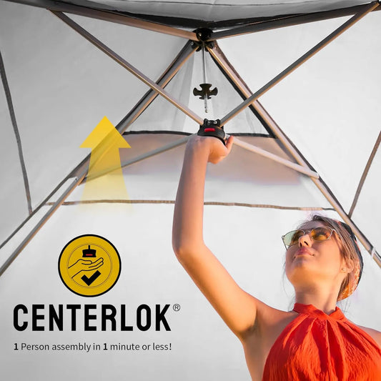 10x10 Pop Up Canopy with Side Wall - Easy Setup Beach Tent for Outdoor Events, Camping & Parties - Yellow