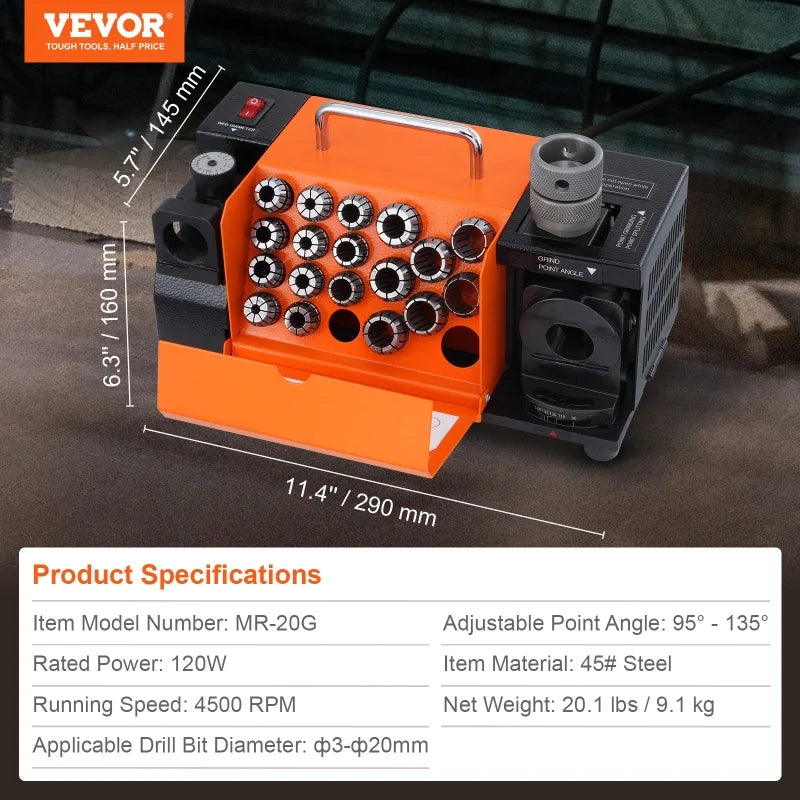 SucceBuy Drill Bits Sharpener 3-13mm Portable Sharpening Angle Grinder Mill Grind Sharpener with 11 Collets For Factory Workshop