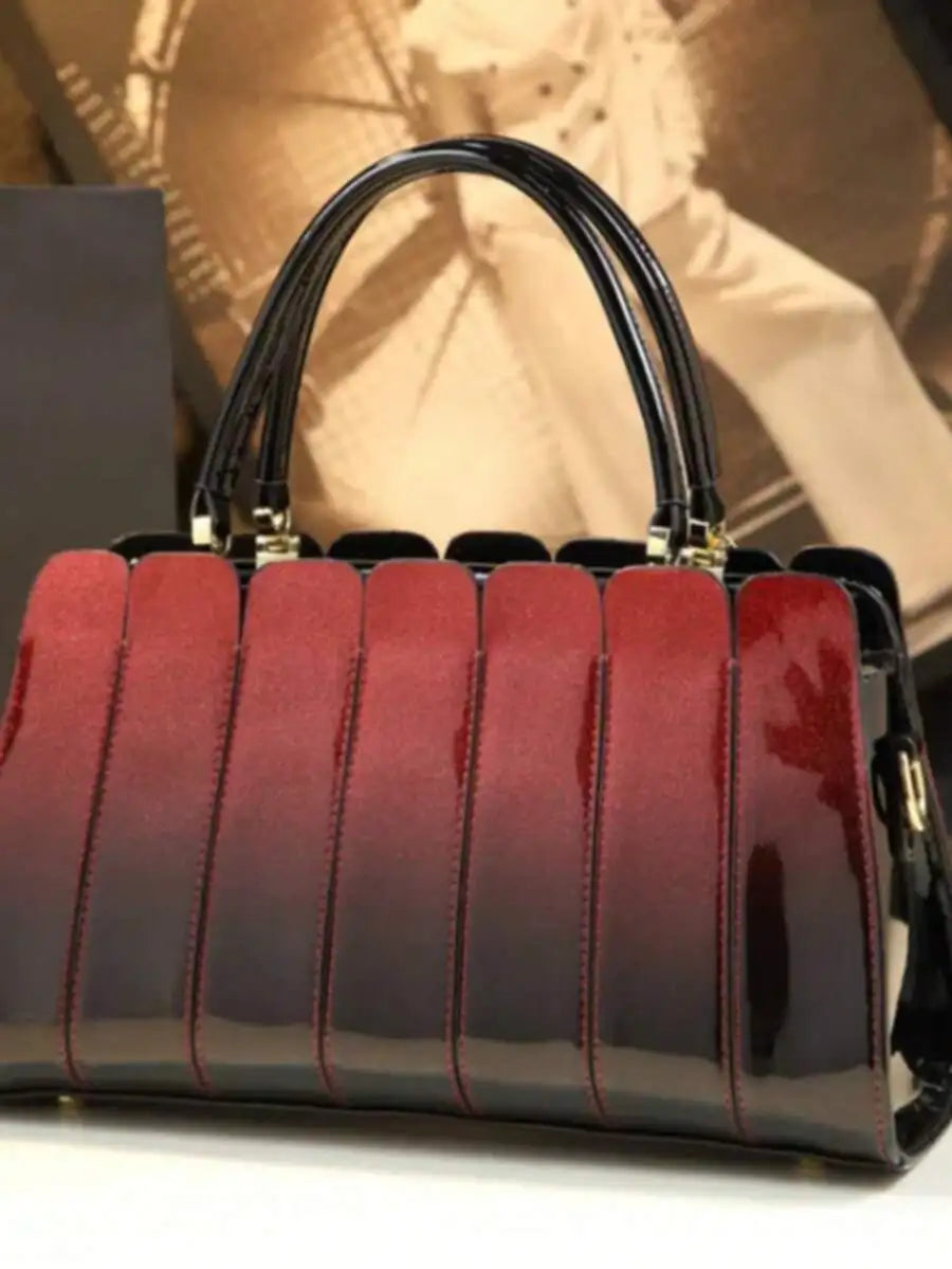 Contrast Stitched And Foldable Color Changing Design Business Bag, High-End Ladies' Handbag, Large Capacity Multi-Layered Multi-
