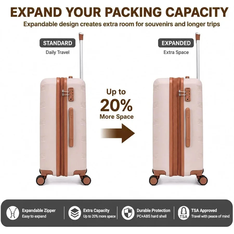 Expandable Luggage Sets Suitcases with Spinner Wheels