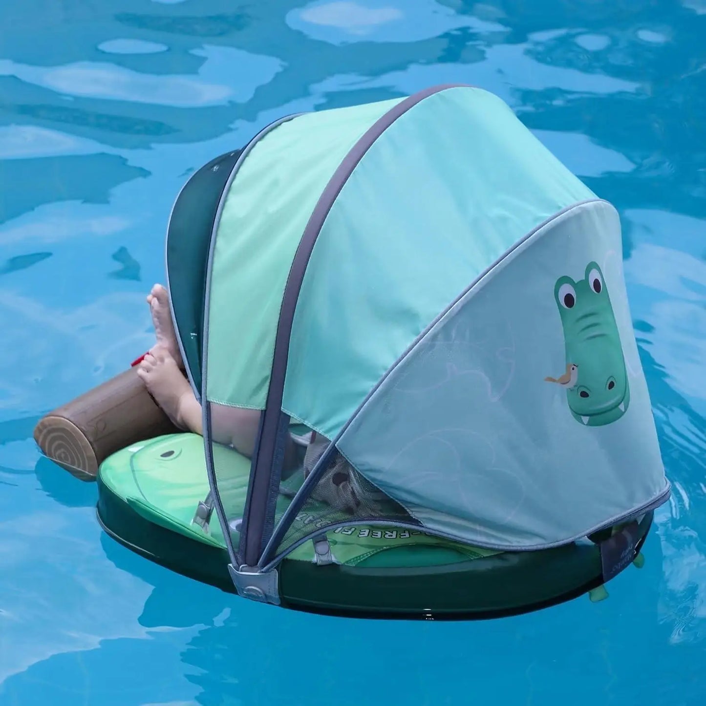 H-Baby Float Upgrade Add Tail Baby Float with Canopy for Infant Waist Swimming Ring Swim Trainer Non-Inflatable Floats Toys with