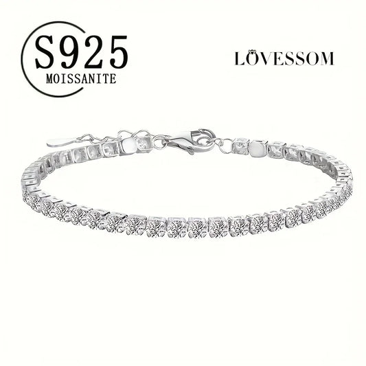 One piece of 925 silver men's tennis bracelet with a 4.4-carat morganite gemstone, stylish women's jewelry, perfect for birthday