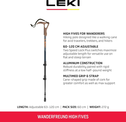 Adjustable Lightweight Aluminum Walking Pole for Trekking & Hiking, Single Pole with Cork Grip