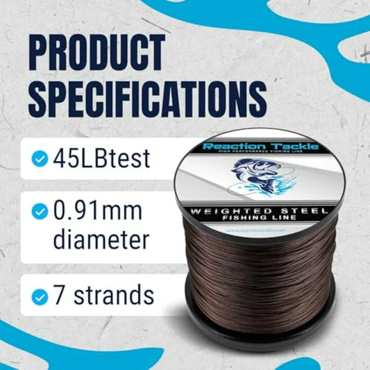 Trolling Line with 45LB Wghted Stainless Steel Wire for Fishing Durable and Corrosion-Resistant in Silver