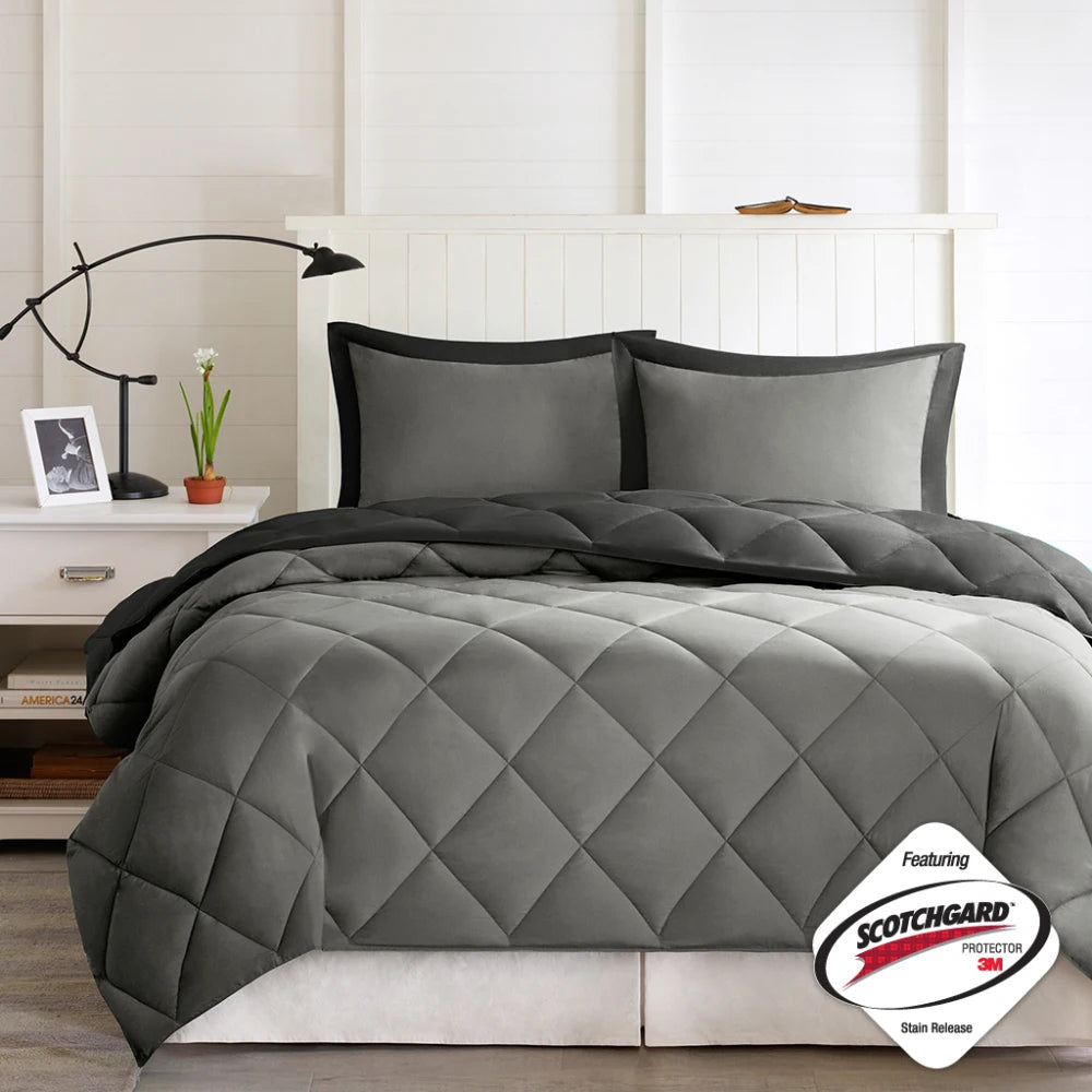 Twin/Twin XL 3M Scotchgard Diamond Quilting Reversible Down Alternative Comforter Set