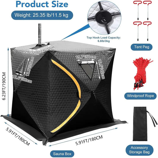 4-Person Outdoor Sauna Tent - 5.91ft x 5.91ft x 6.23ft Home Dry Sauna Box for Easy Setup, Insulated Tent Ideal for Backyard Gym