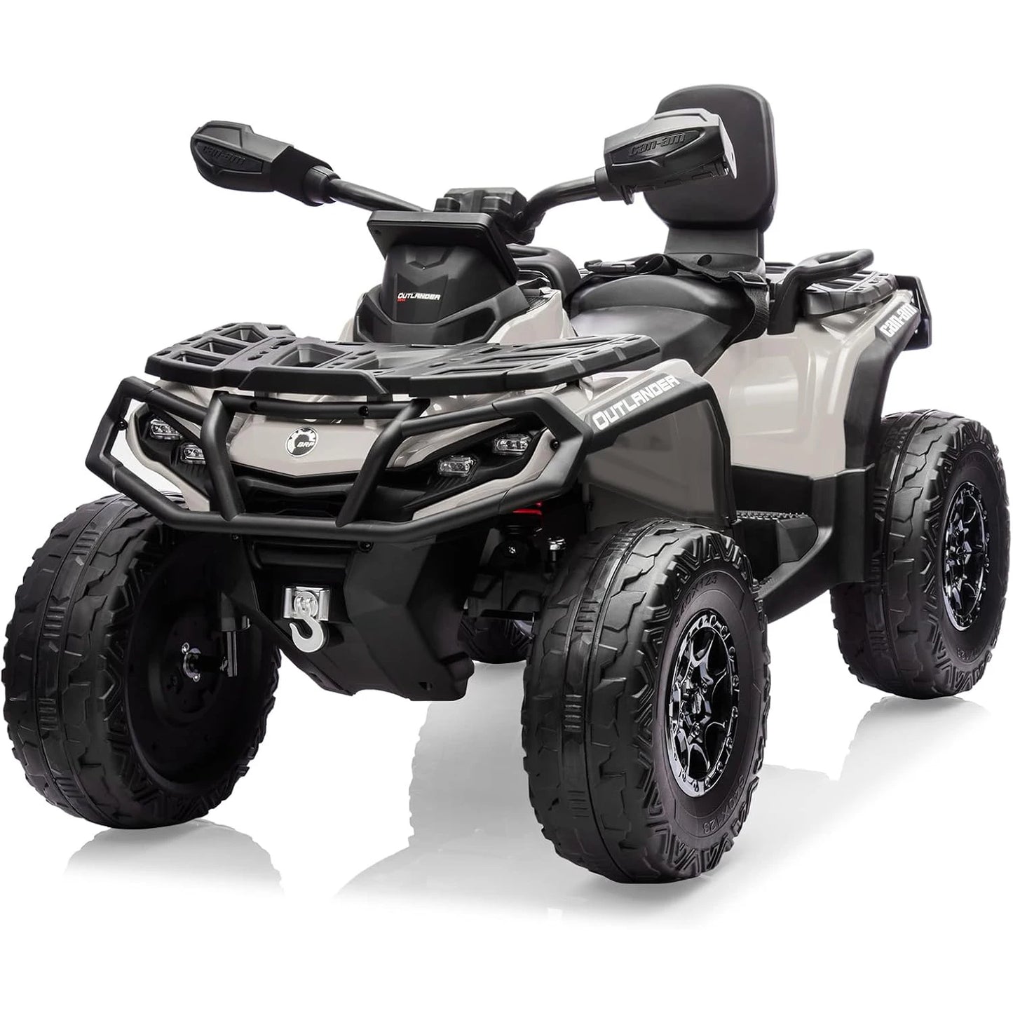 2 Seater Ride On ATV 24V Licensed Can-Am Electric ATV, 4 Wheeler 4WD Leather Seat, LED Lights Ride On Toys, Gift for Kids