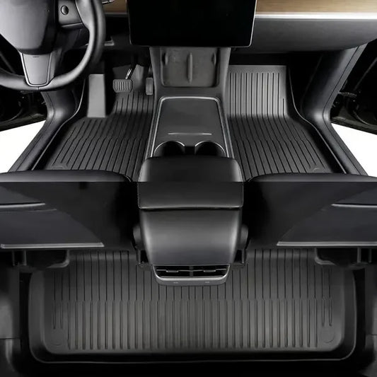 6-Piece Set Suitable for Tesla for Model Y for 2019-2024 Car TPE Left-Hand Drive 5-Seater All-Weather 3D Anti Slip TPE Floor