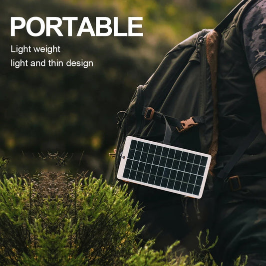 12V Solar Panel Polysilicon 10W Solar Power Bank with DC Port Carabiner Emergency Solar Panel for Monitoring Camera/Mobile Phone