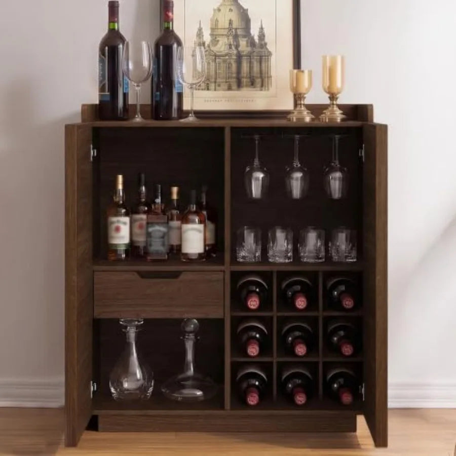 Modern Coffee Bar Cabinet with Doors and Drawer