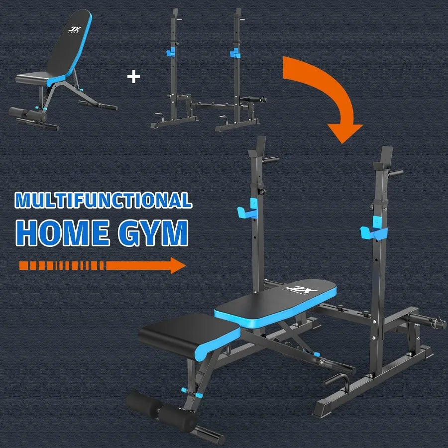 660lbs Adjustable Barbell Rack for Home Gym
