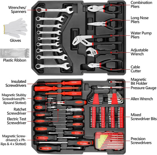 799pcs Mechanic Tool Set Home Repair Tool kit Wrenches Socket with Trolley Case Hand Tools for Daily Use Househould Work Repair