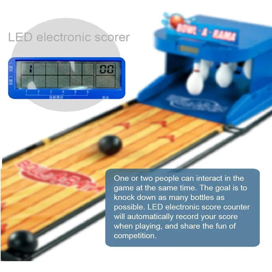 Electronic Bowling Alley Game with Automatic Reset Indoor Bowling Ball Sports Game Console with LED Electronic Scoreboard Light