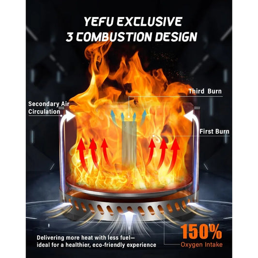 Smokeless Fire Pit with Removable AshPan for Outdoor Patio Backyard and Camping 19Inch Diameter 304 Stainless Steel Firepit in