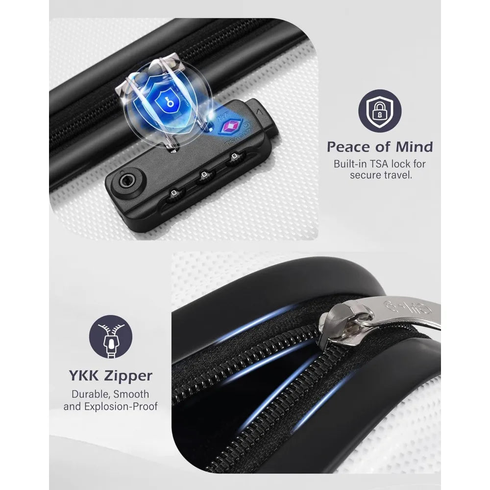 Expandable Coolife Luggage Set: 3-Piece PC+ABS Spinner Suitcases in 20, 24, and 28 Orange Carry-On