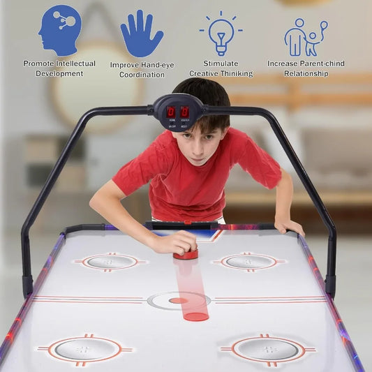 Air Hockey Table Indoor Hockey Game Table for Adults and Arcade Gaming Sets w/2 Pucks 2 Pushers Digital LED Scoreboard Powerful