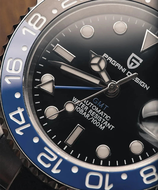 PAGANI DESIGN DG 40mm GMT Mechanical Watch Top Brand Ceramic bezel Sapphire Glass Stainless Steel Waterproof Watches for men