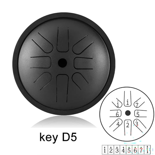 Hluru Professional 6 Inch Steel Tongue Drum 8 notes Tank Drum Titanium Alloy Steel Glucophone Handpan Key D5 Meditation yoga2028