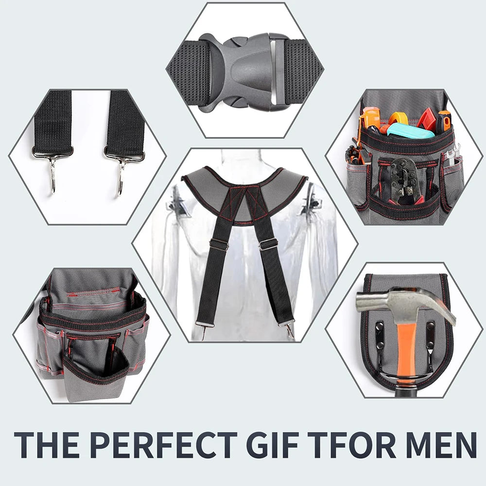 Universal Multi-Functional Combined Tool Bag with Strap Belt for Gardening and Electrician Tools Suitable for All Tool Sizes