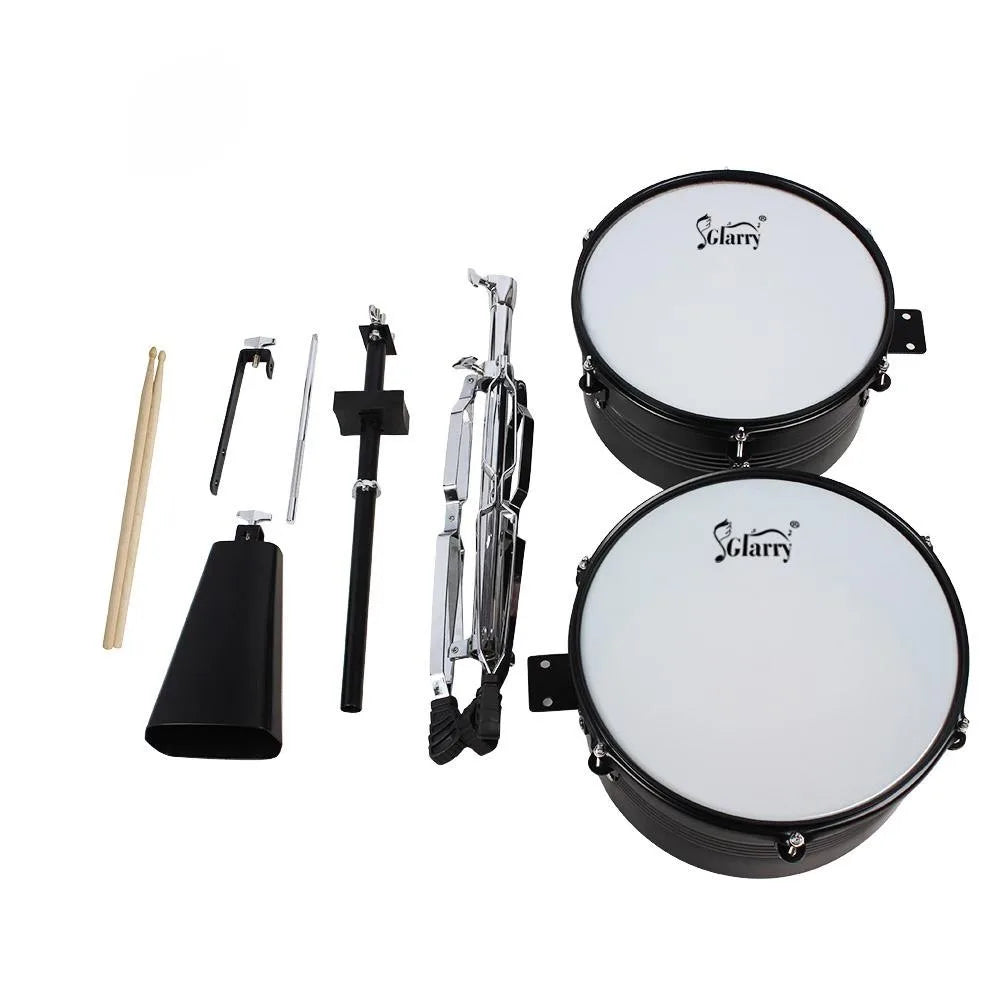 New Black 13" 14" Timbales Drum Set Percussion with Stand Cowbell