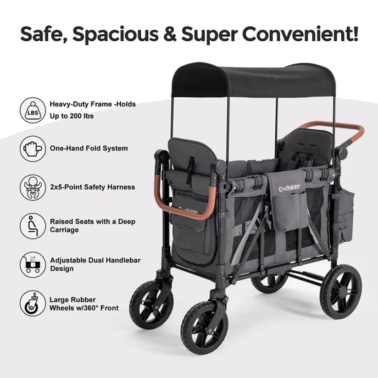 Baby stroller suitable for 2 children, foldable outdoor camping vehicle, shock-absorbing newborn stroller