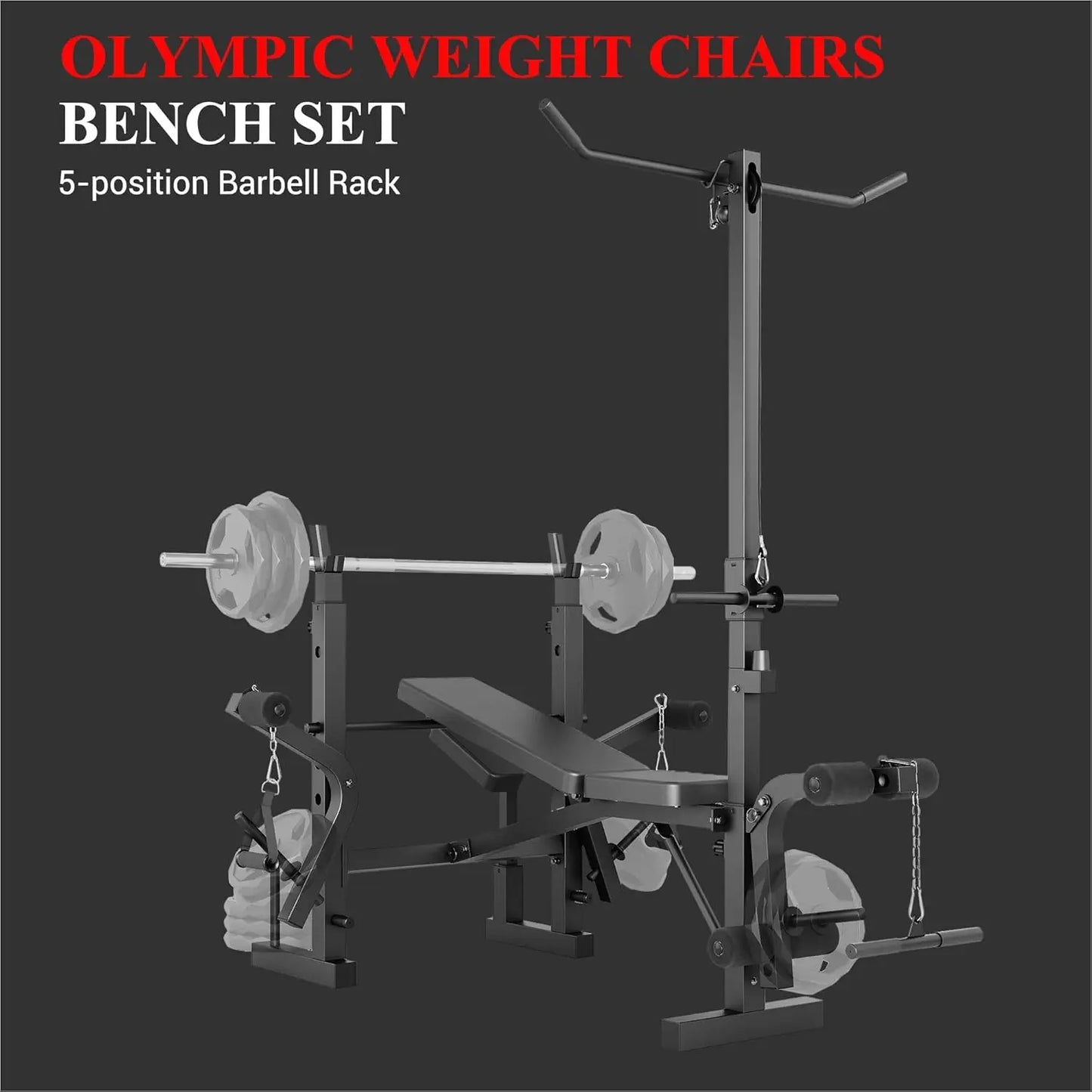 Weight Bench, Foldable Bench Press Set with Leg Extension, Adjustable Workout Bench for Training Home Gym