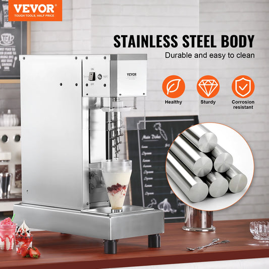 SucceBuy Ice Cream Blender 750W High-Speed Ice Cream Maker Mixer Stir Machine 304 Stainless Steel Ice Cream Shaker w/Long Handle