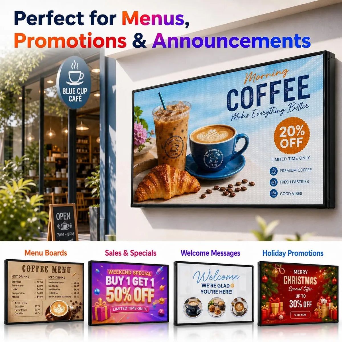 CX P5 Outdoor LED Sign 65' X 34', Full Color Programmable LED Display, IP65 Waterproof High-Brightness Digital Sign with WiFi