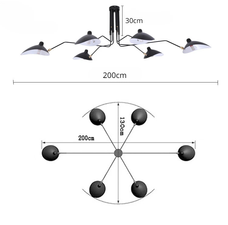 Mouille Ceiling Lamp Nordic spider light Led Iron black ceiling light For Home Decor Industrial decorative living room led light