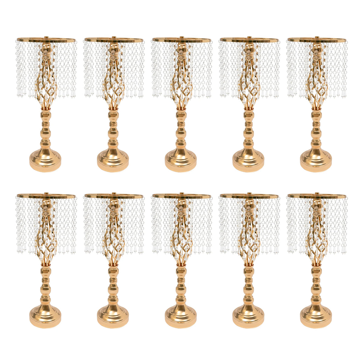 10 Pcs 19.3 Inches Tall Crystal Flower Stand, Wedding Road Lead Tall Flower Holders Centerpiece, Metal Flower Vase for Reception Tables Wedding Supplies