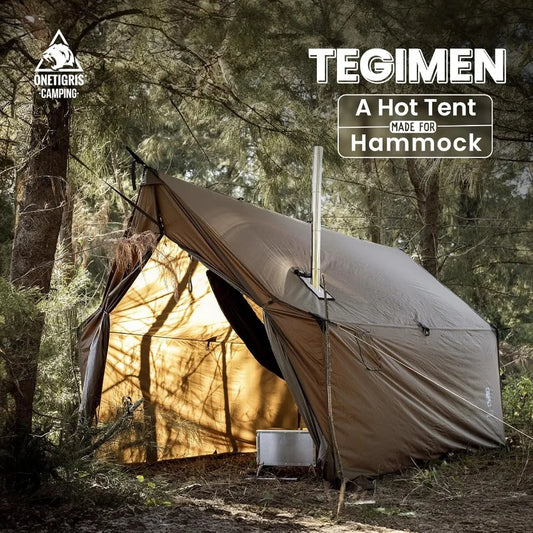 TEGIMEN Hammock Hot Tent with Stove Jack - Spacious Versatile Wall Tent with Snow Skirt for Cold Weather Camping 3000mm Waterpr