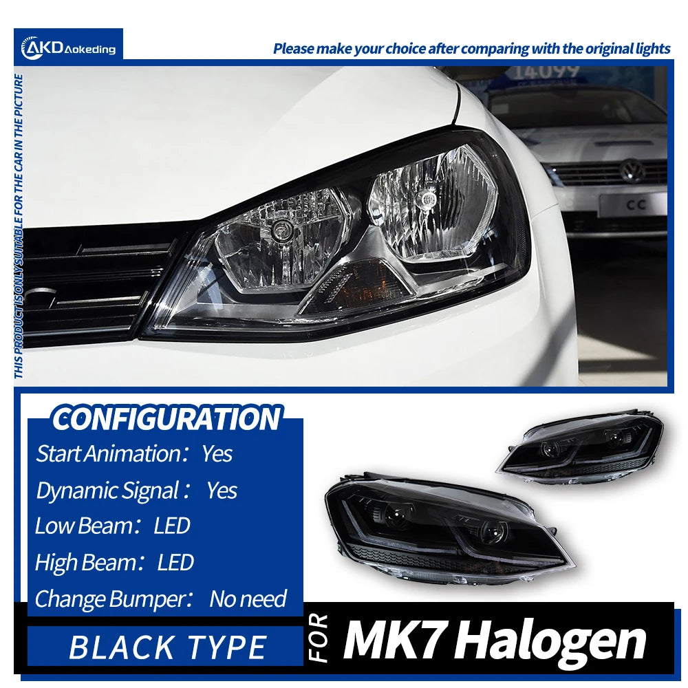 AKD Car Styling for VW Golf 7 LED Headlight 2013-2017 MK7 Headlights DRL Head Lamp Dynamic Signal Lens Automotive Accessories