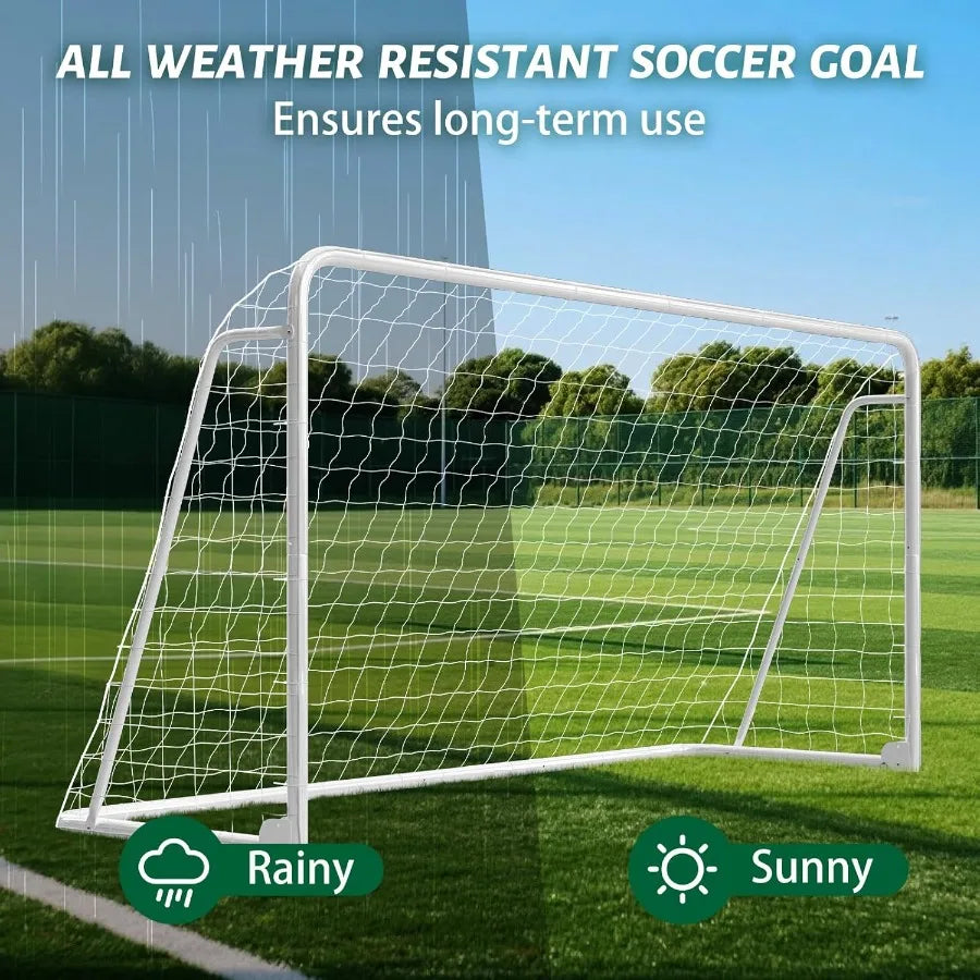 NAIZEA Soccer Goals - Multiple Sizes Available in 24x8 21x7 18x7 12x6 16x7 10x6 8x6 6x4 Feet - Durable Metal Construction for B