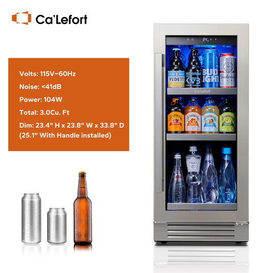 Ca'Lefort 85L Compressor Wine Cooler - 34-54°F Adjustable Cooling, Child Lock, Auto Defrost, R600a Eco Design, Home/Bar/Office