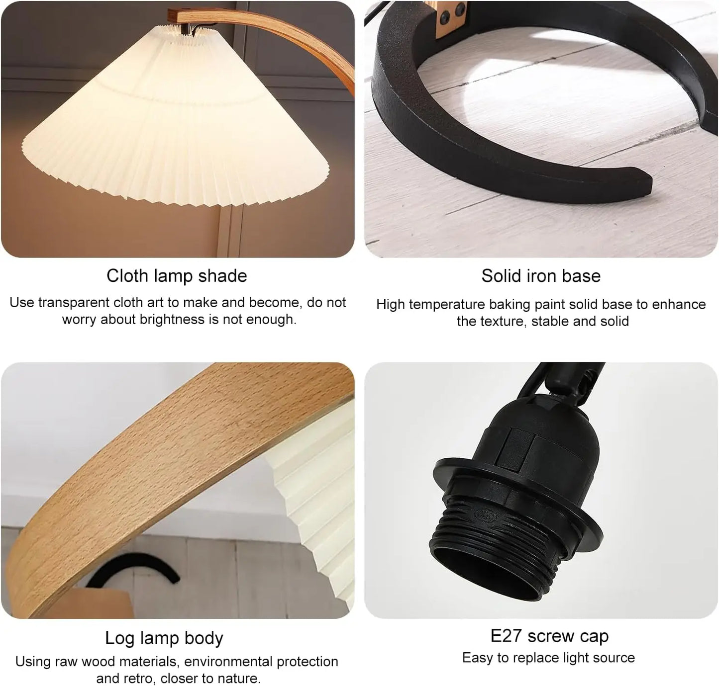 TIRAMISUBEST Vintage 59" Arched LED Floor Lamp - Beige