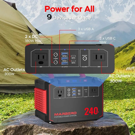 Solar Generator 240Wh 300W Portable Power Station with Solar Panel 60W Included Backup Lithium Battery with AC Outlets