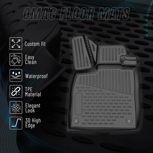 All-Weather 3D Custom Fit Rubber Mats for 2015-2024 Cars, Waterproof Odorless TPE Floor Liners, Laser Measured, Non-Slip (Black)