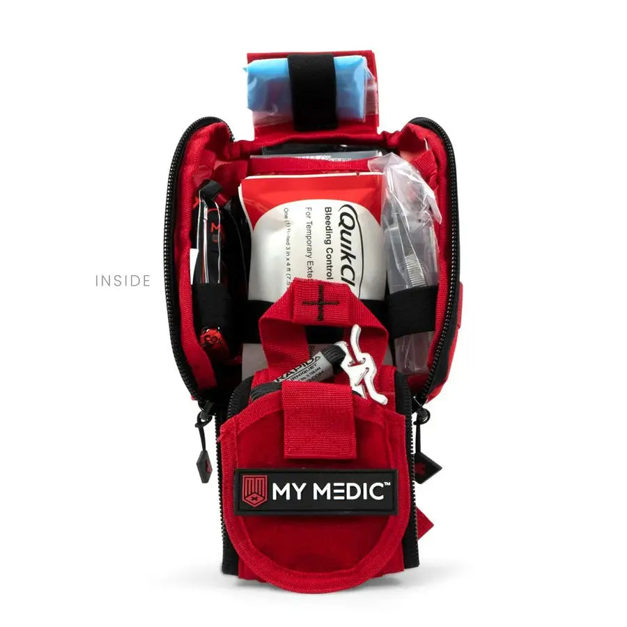 TFAK Ifak Trauma Kit with Tourniquet HSA FSA Approved Over 35 Essential Life Saving First Aid Items for Car or Travel Red