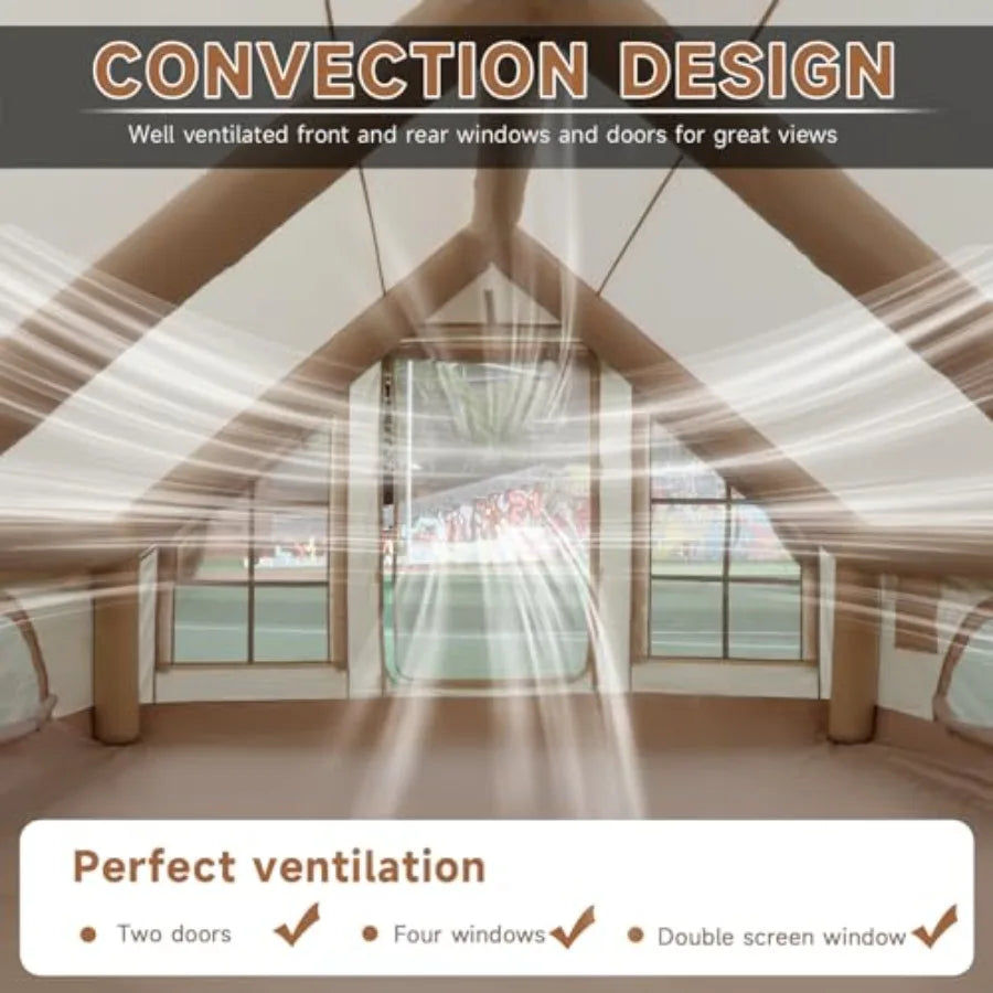 Inflatable Camping Tent Glamping Inflatable Tent for Camping 4 Season WaterWindproof Outdoor Oxford Blow Up Cabin Tent with Mes