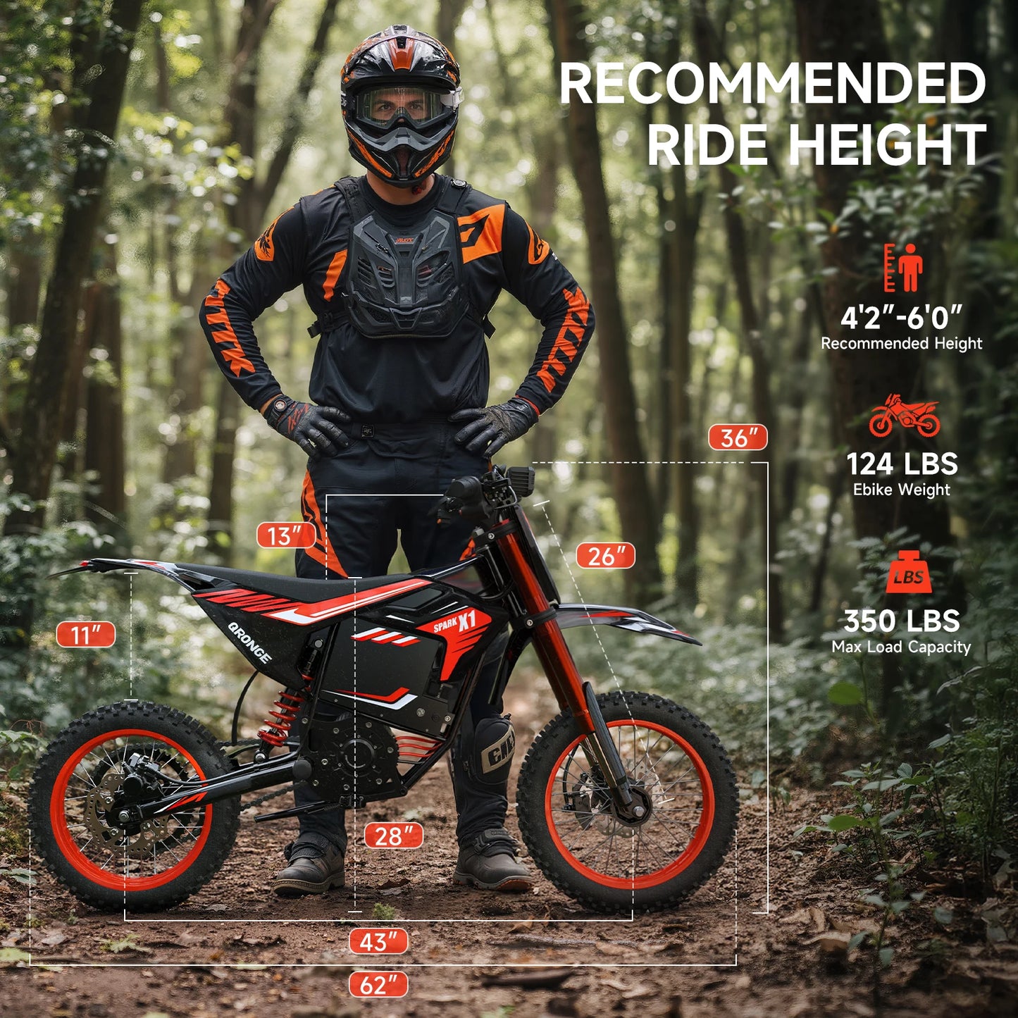 QRONGE X1 Spark Electric Dirt Bike for Teens Adults 4500W Peak Electric Motorcycle 60V 28.8Ah E-Dirt Bike 60 Mile Range E-Bike