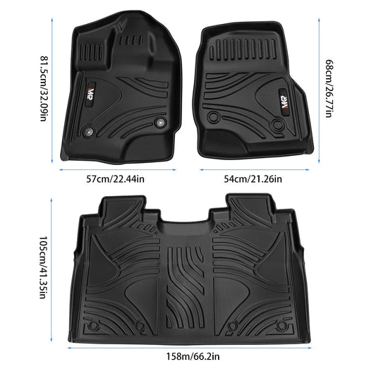 TPE All Weather Floor Mats Fit for Ford F150 2015-2025 Waterproof Liner Accessories Mats 2-in-1 Rear Floor Mat - 3 PCS