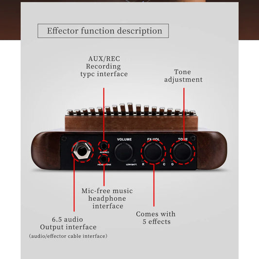 Hluru 21 Key Electric Kalimba 17 key Black Walnut Thumb Piano Professional Finger Piano Built-in Pickup Mbira for 2028
