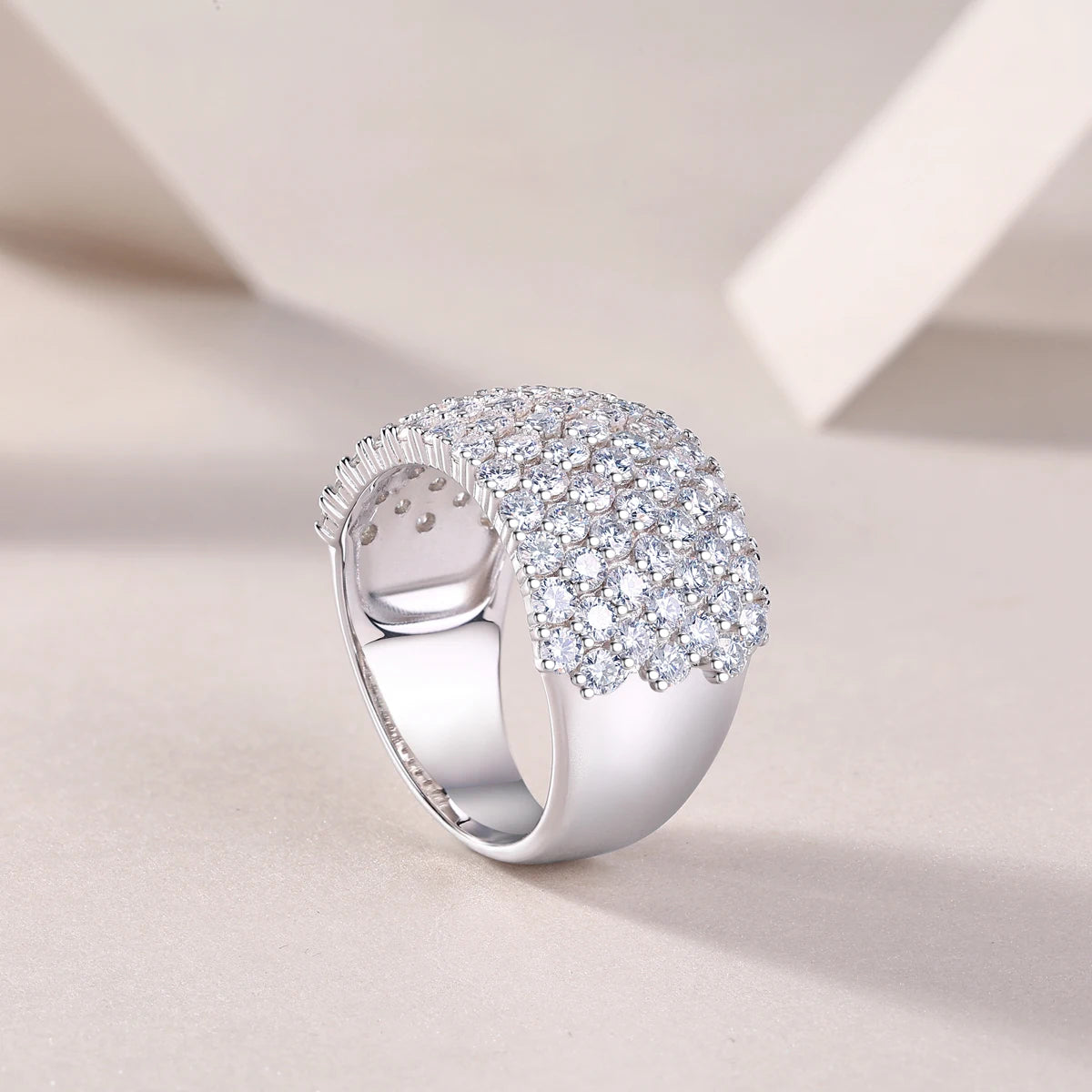1pc Full Paved Moissanite Ring 925 Sterling Silver 18K Gold Plated Statement Jewelry for Women Gift Comes with GRA Certificate