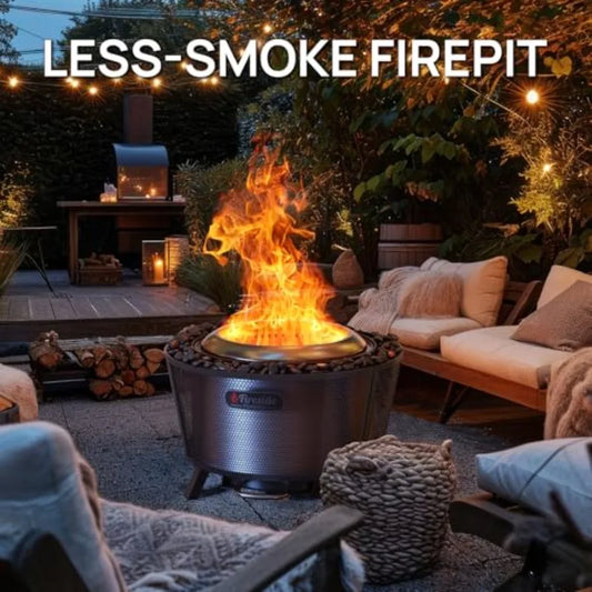 29 Inch Smokeless Fire Pit for Outdoor Wood Burning Stainless Steel Camping Stove with Stand Removable Ash Pan Waterproof Stora