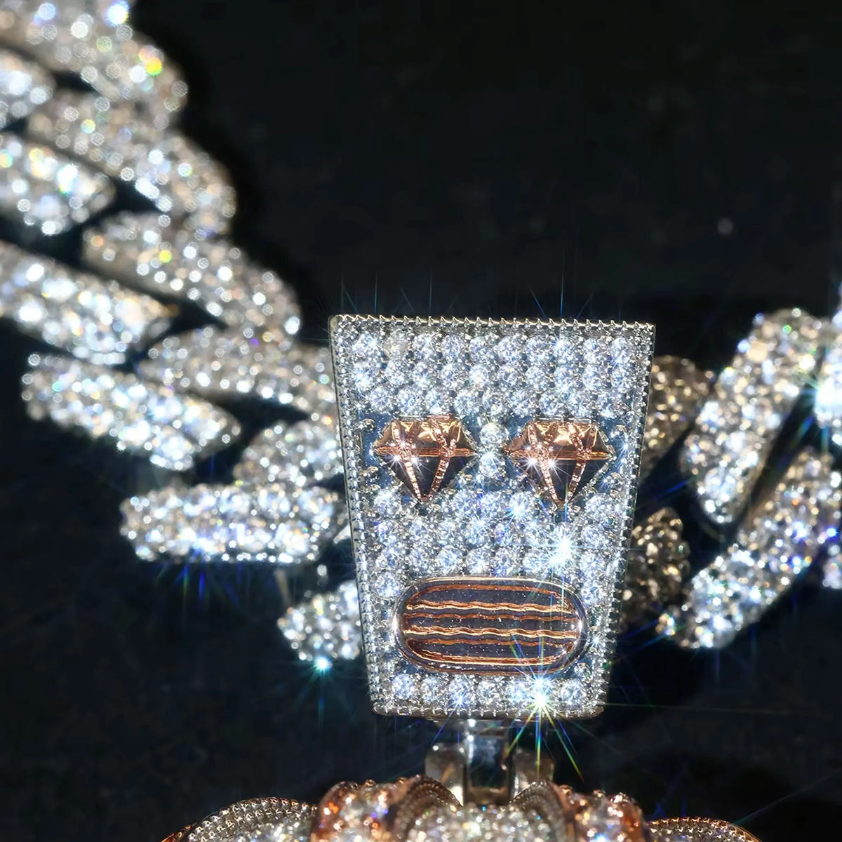 Hip Hop Letter RASTA Lion Head Pendant, Full Iced Out Synthesis Cubic Zirconia Necklace, Luxury Bling Jewelry Gift