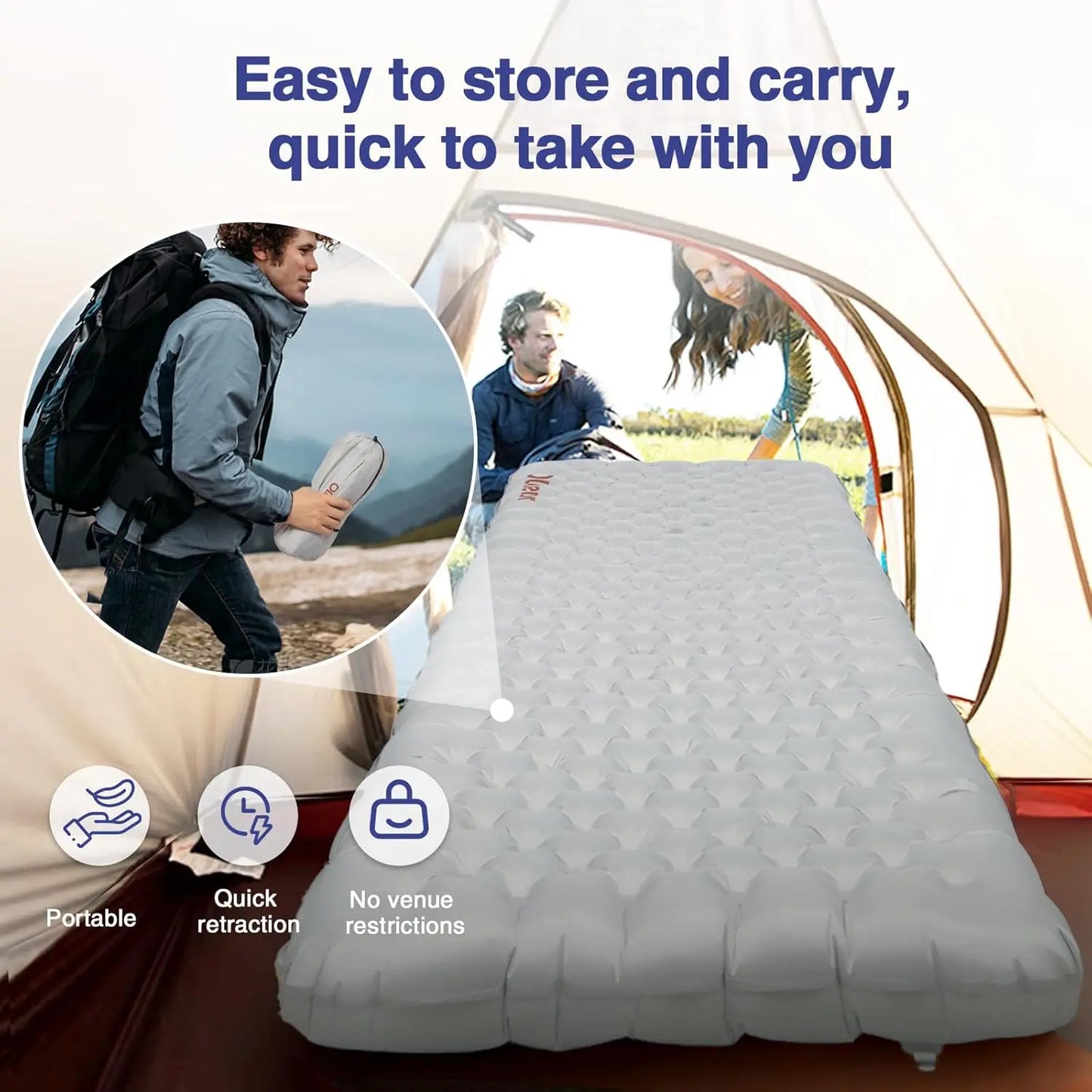 Ultralight Insulated Sleeping Pad 7.2 R, Inflatable Camping Mat 70.9 × 23.6in