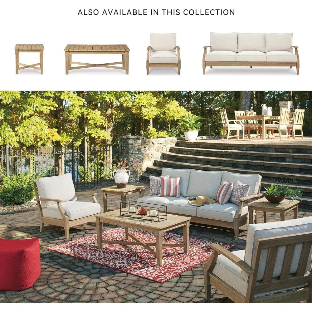Signature Design by Ashley Outdoor Eucalyptus Carter Hall Patio Coffee Table, Beige