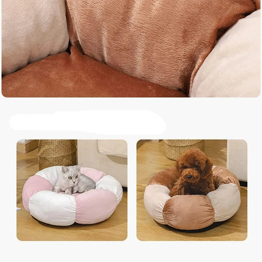 Medium Round Washable Dog and Cat Bed, 40x40cm Cushioned Mat for Warm Sleep, Pink 60cm Long-Tailed Keyword