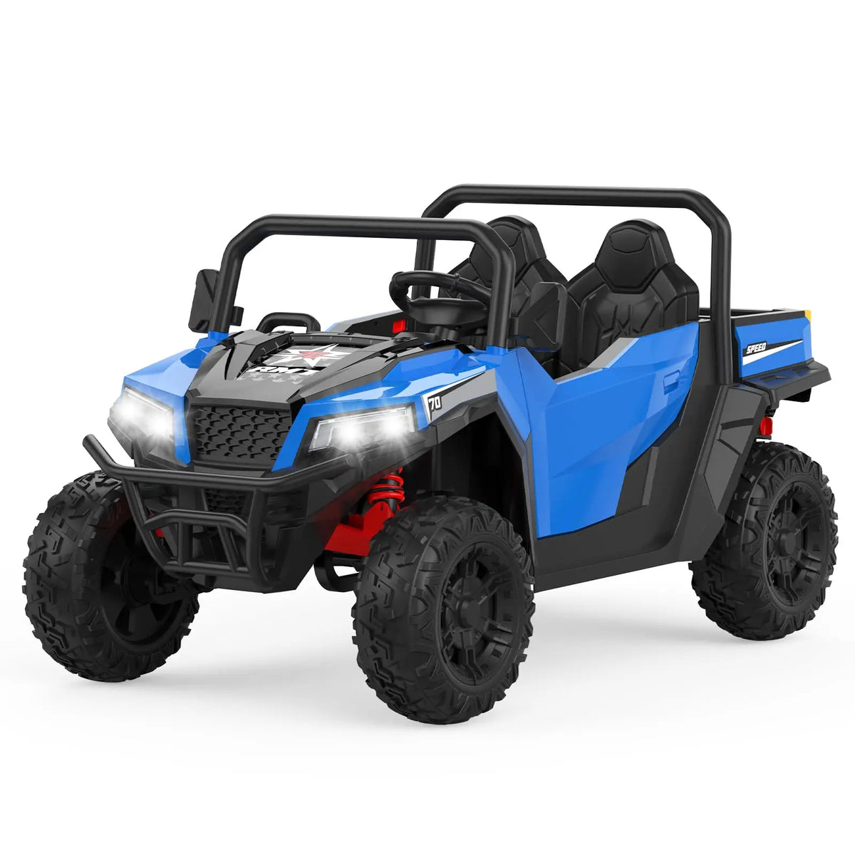 24V 4WD Kids Ride On Dump Truck 2 Seater With Remote, Electric Dump Bed, 800W Motors, Bluetooth Music, LED Lights Ages 3+