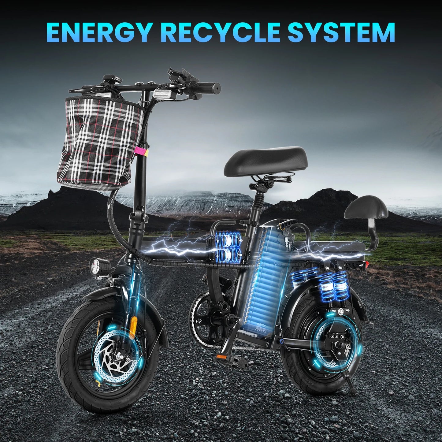 Folding Electric Bike for Adults High-Power Folding Electric Bike 32km/h 48V 20Ah Battery Commuter & Camping Bike for Adults